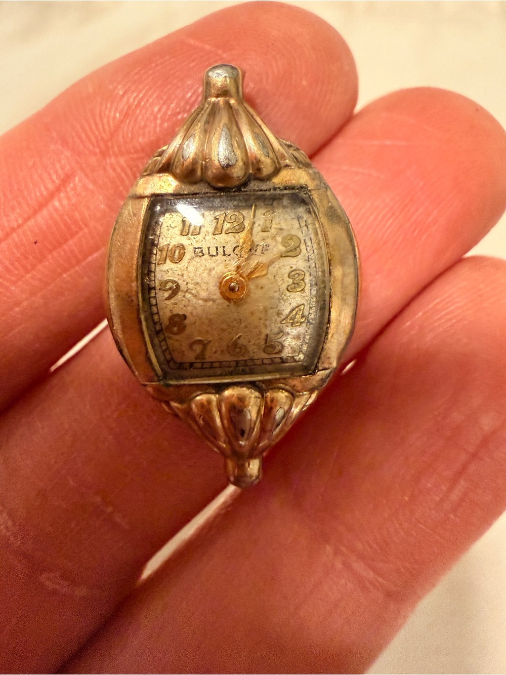 AS IS -  Bulova Gold Tone Watch Face Ring - Gold